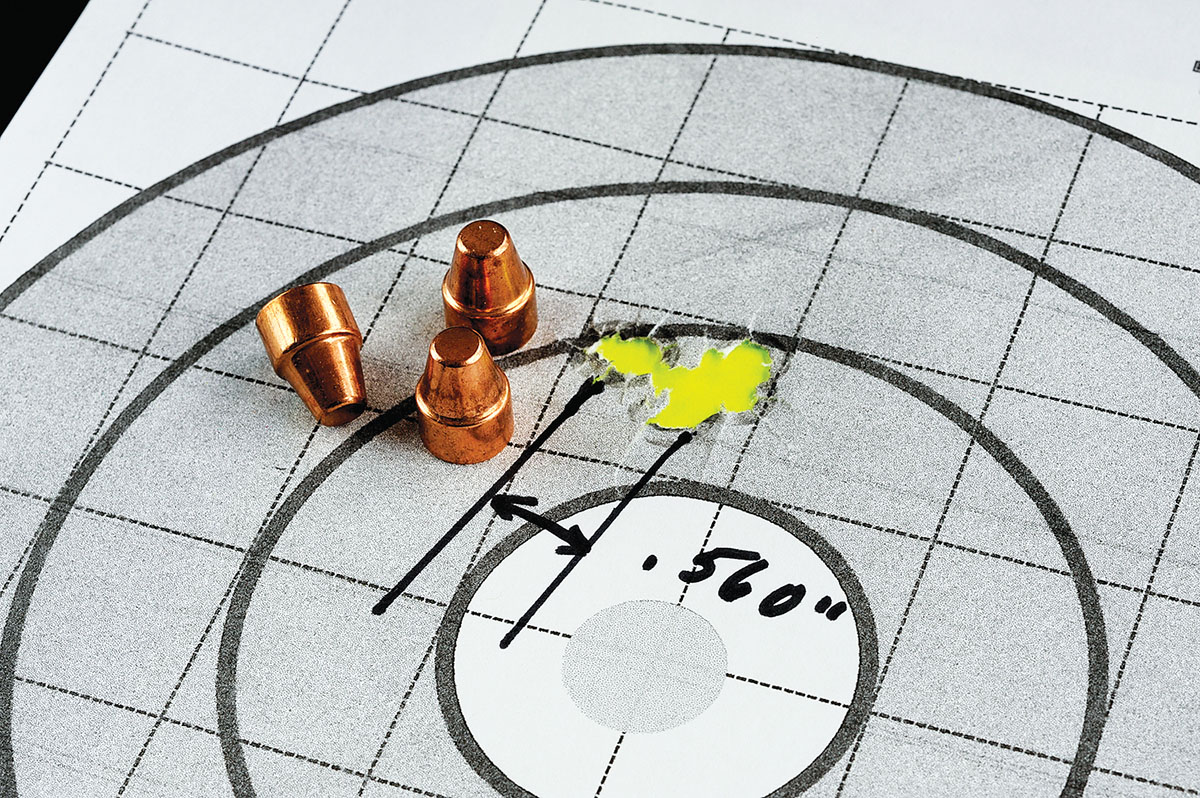 The best group of the day was a very tight five-shot example that came in at .560 of an inch. All groups were fired from the rest at 20 yards.